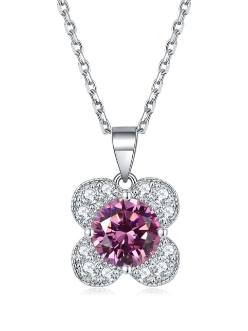 Pink [October] 925 Sterling Silver Birthstone Flower Dainty Necklace